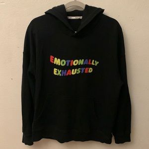 Emotionally exhausted colored lettered print sweater
